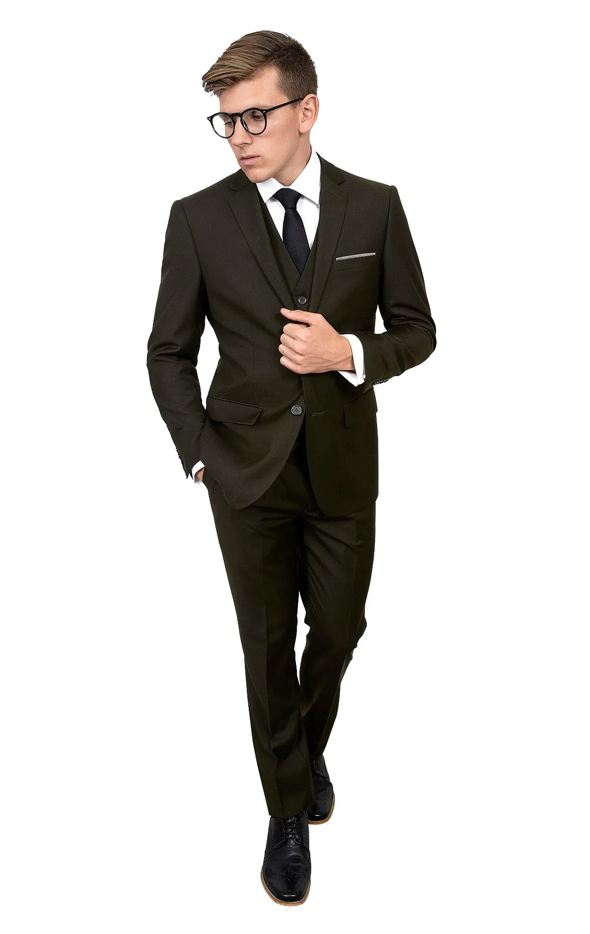 WILBURN OLIVE SLIM FIT 3 PC SUIT