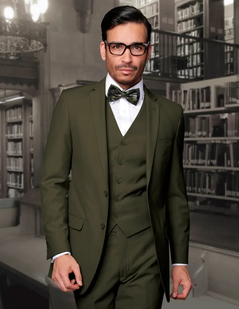 WILBURN OLIVE SLIM FIT 3 PC SUIT