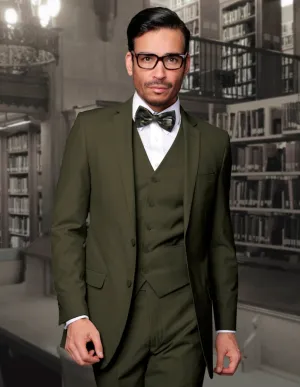 WILBURN OLIVE SLIM FIT 3 PC SUIT