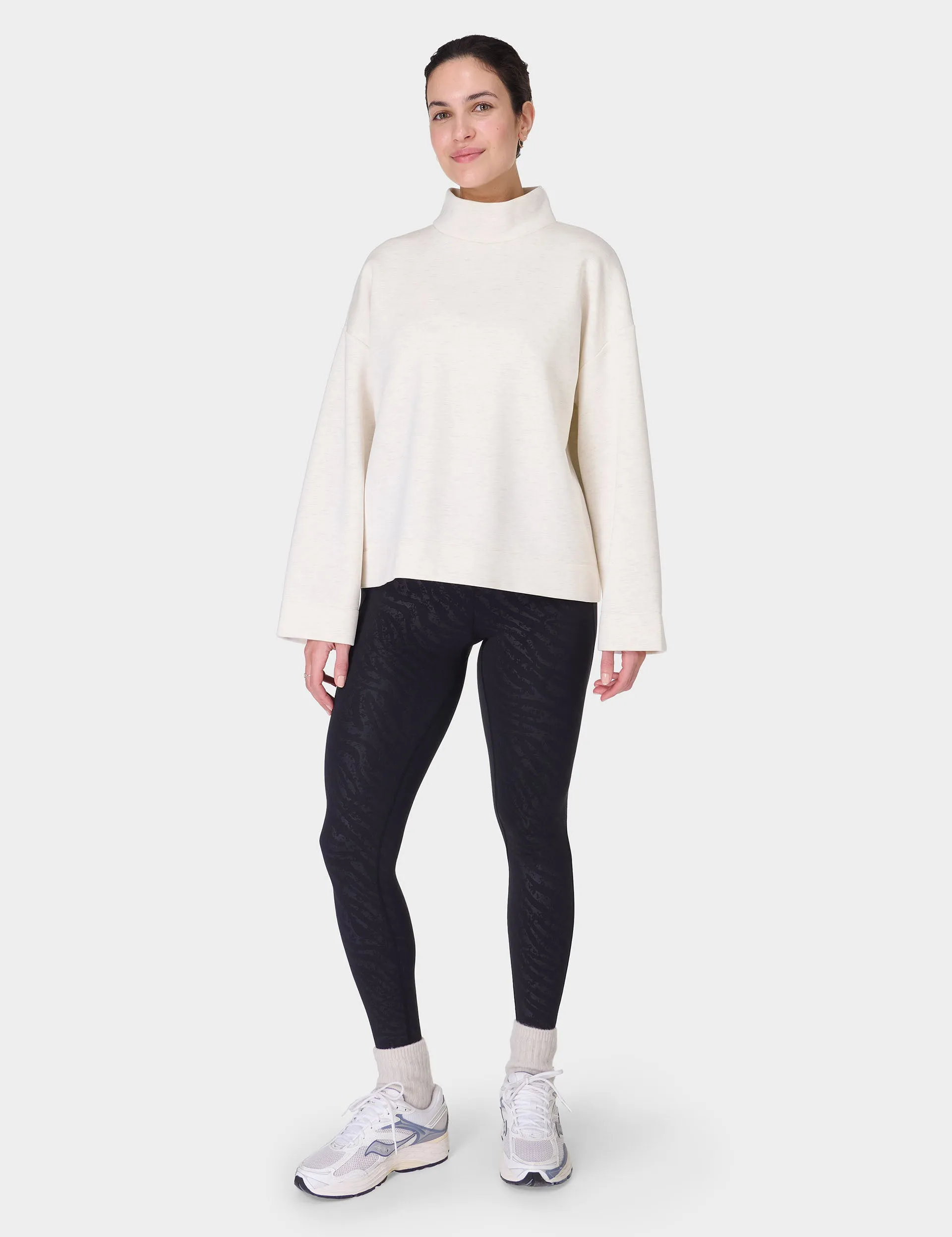Wind Down Funnel Neck Sweatshirt - White Marl