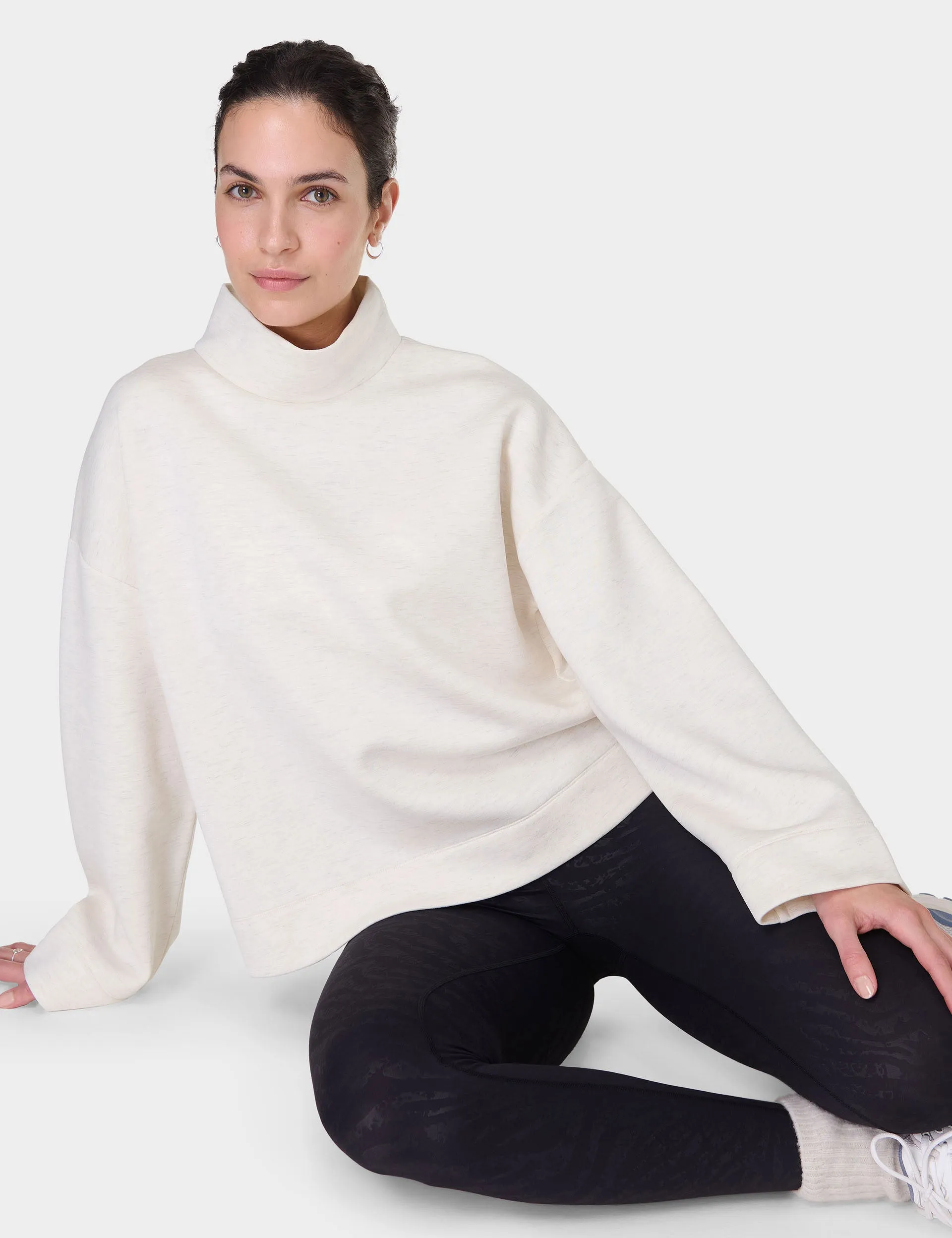 Wind Down Funnel Neck Sweatshirt - White Marl