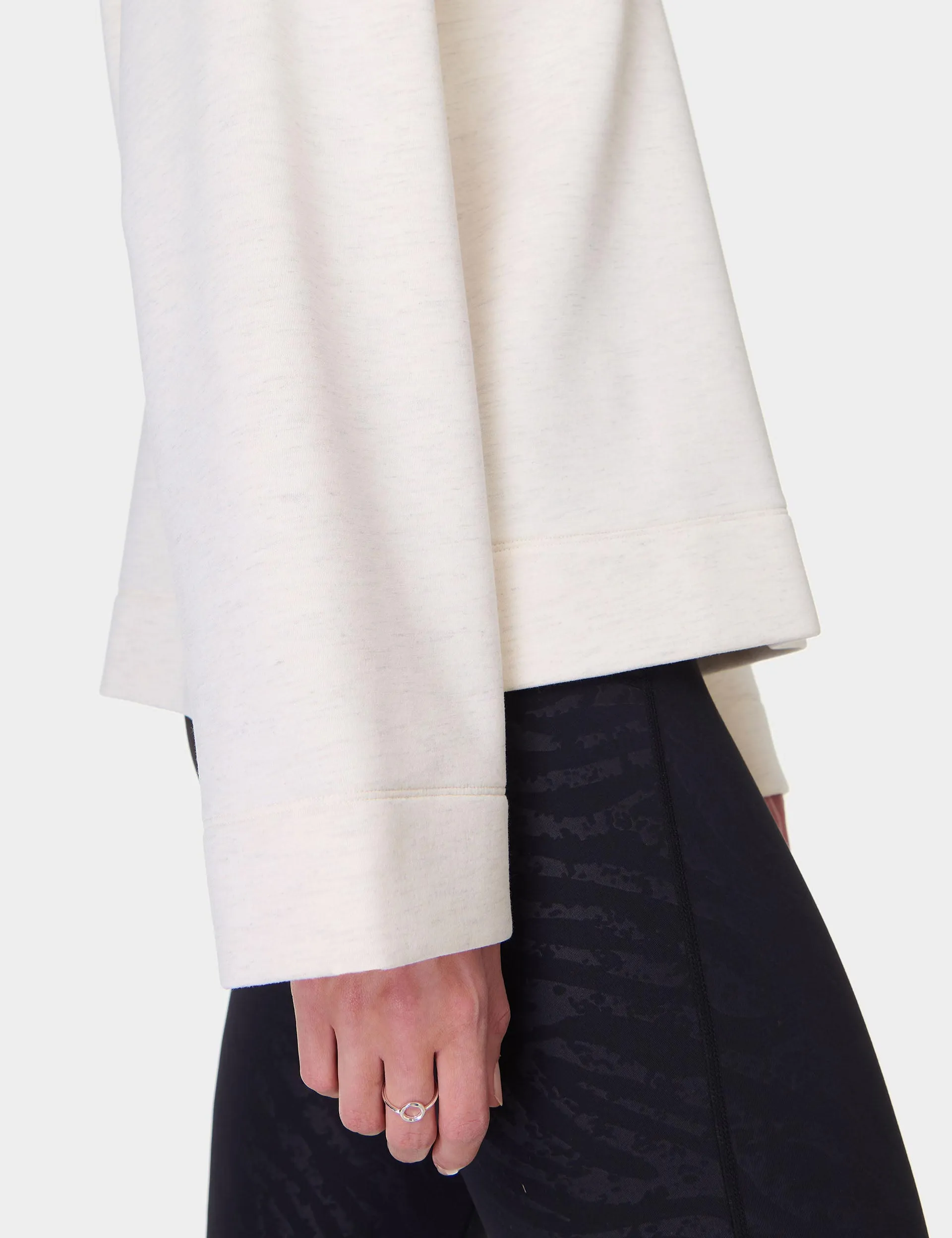 Wind Down Funnel Neck Sweatshirt - White Marl