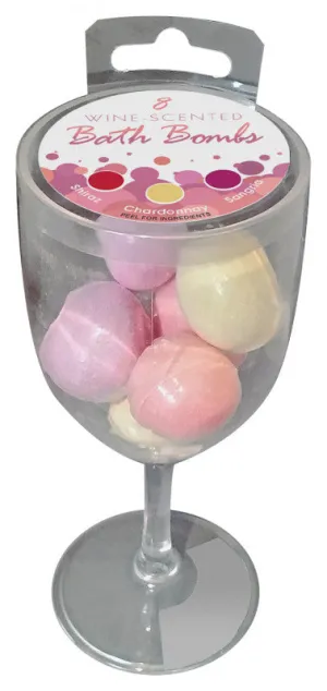 Wine Glass With 6 Wine Scented Bath Bombs