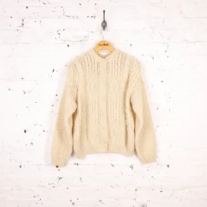 Women's Aran Cable Knit Cardigan - Cream - Women's L
