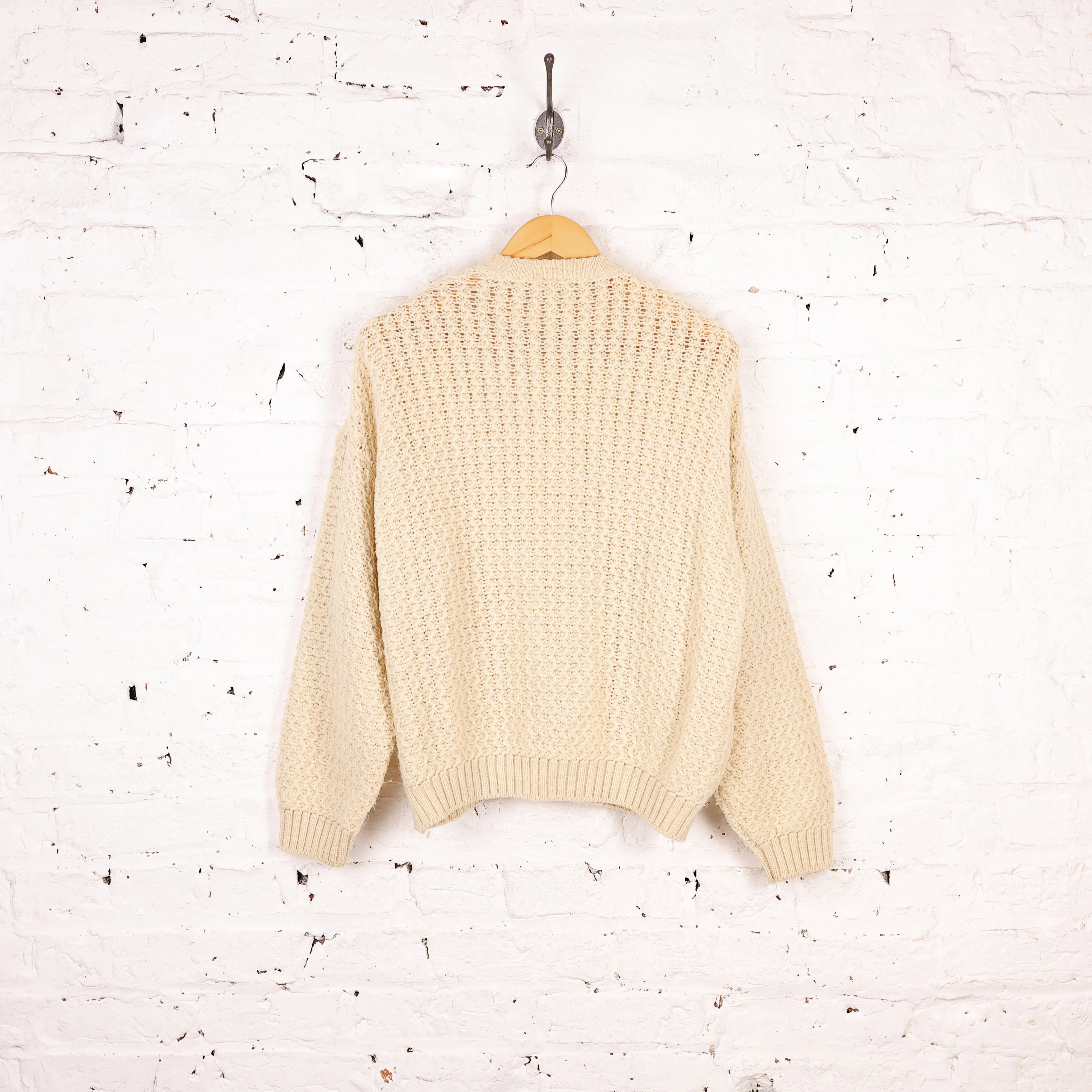 Women's Aran Cable Knit Cardigan - Cream - Women's L