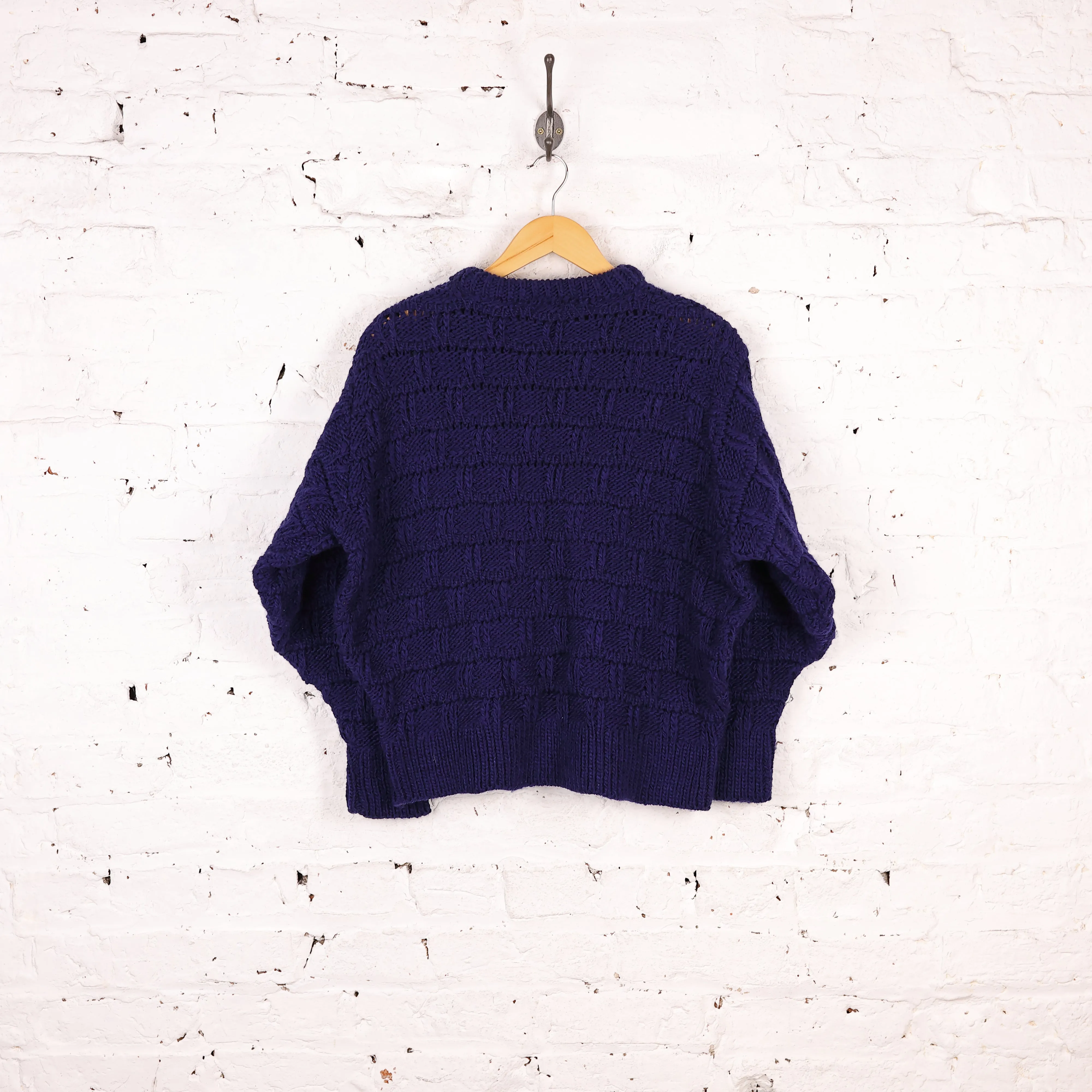 Women's Cable Wool Knit Jumper - Blue - Women's M