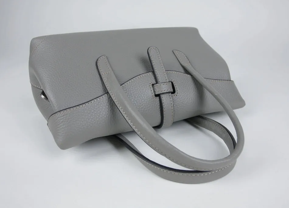 Womens Gray Work Leather Handbag Purse Leather Gray Work Shoulder Bag Handbag Purse for Ladies
