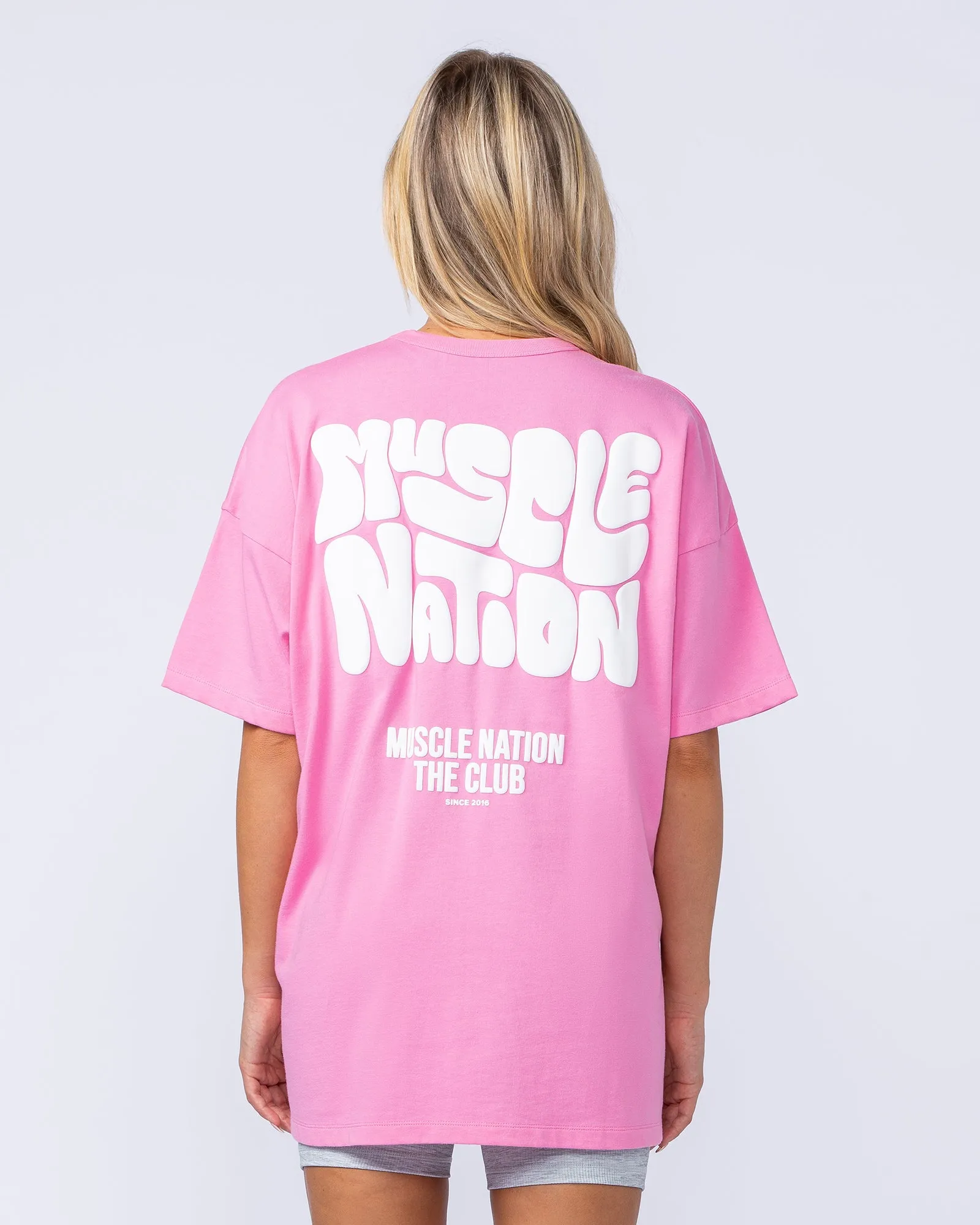 Womens Wave Oversized Tee - Hollywood Pink