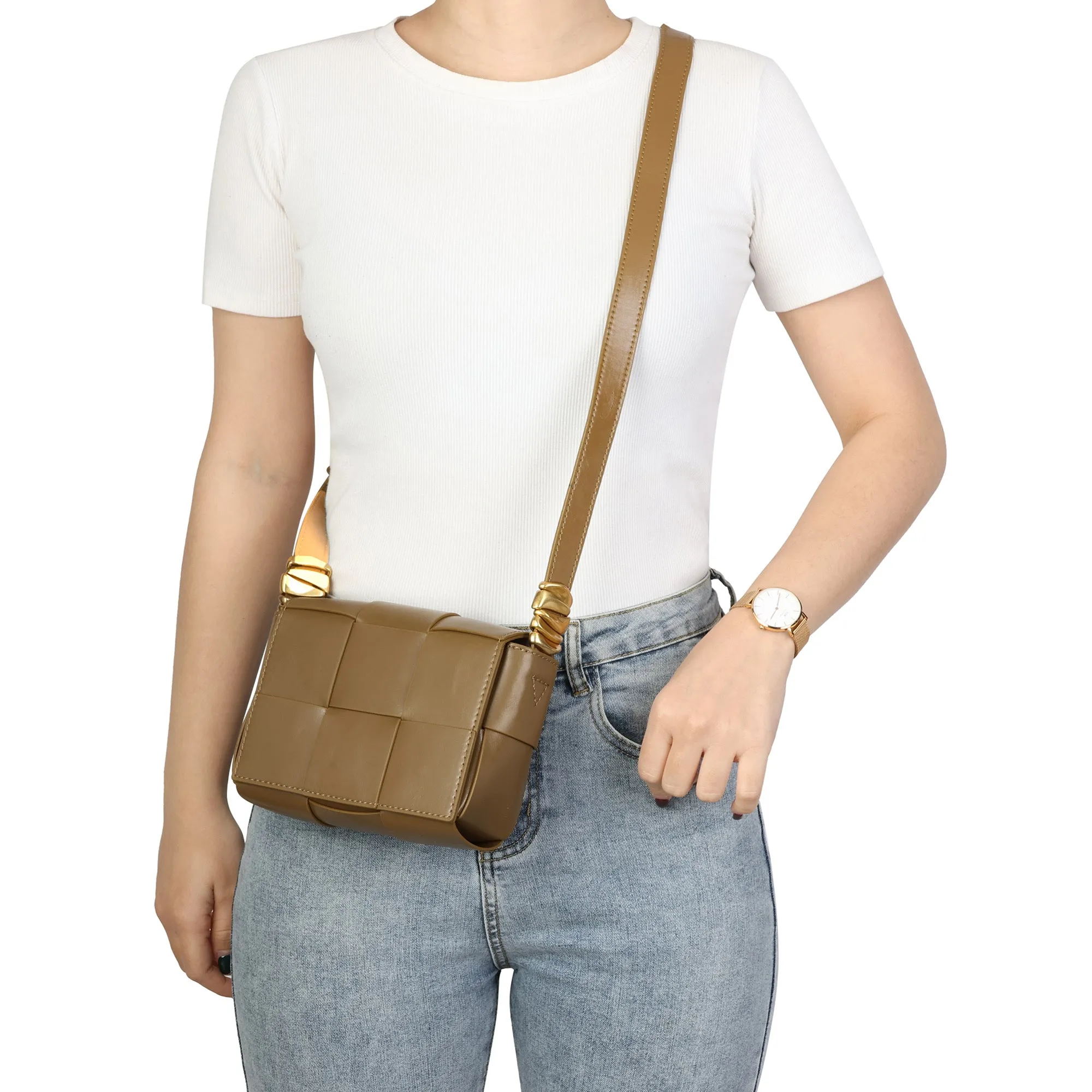 Woven Leather Crossbody Bag