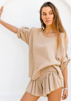 WS Slouchy Oversized Tee - Almond