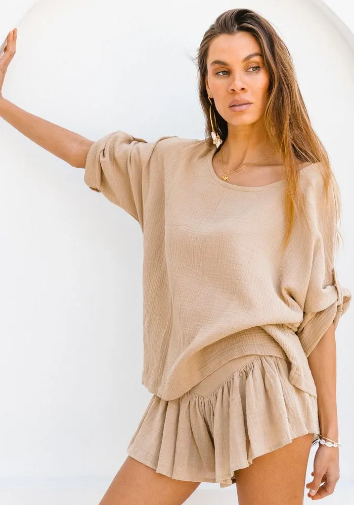 WS Slouchy Oversized Tee - Almond