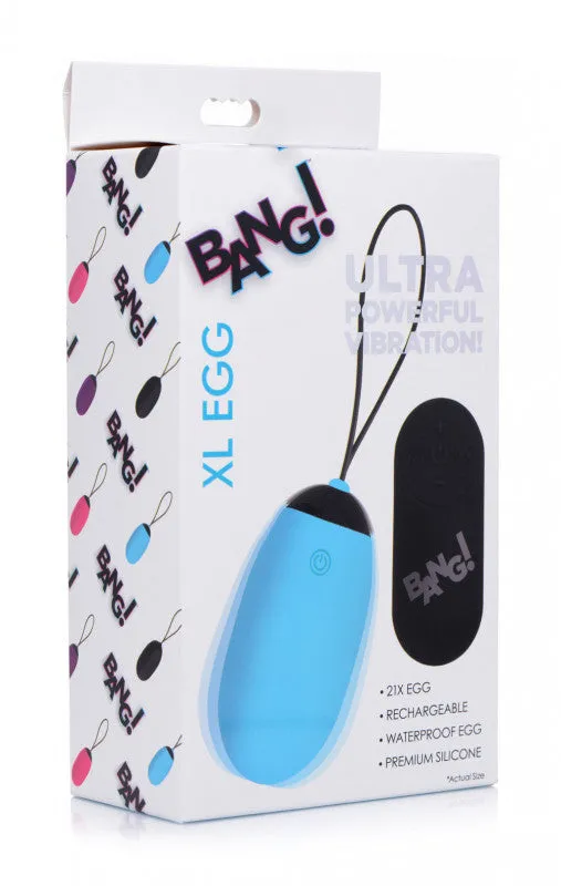 XL Silicone Remote Vibrating Egg - Blue
