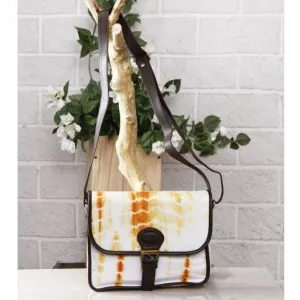 Yellow & White Tie Dyed Suede Sling Bag