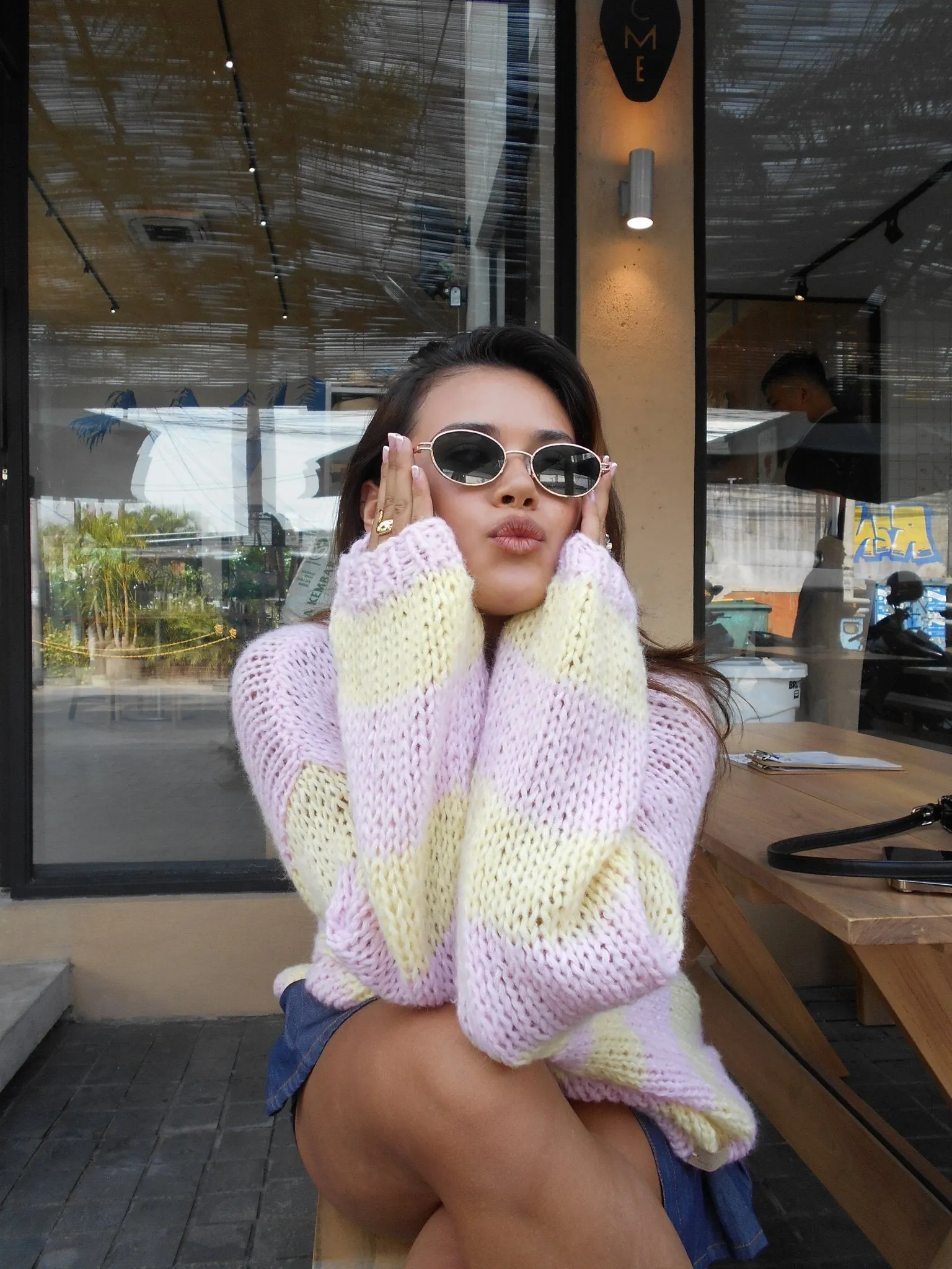 Yellow and Pink Forget Me Not Jumper