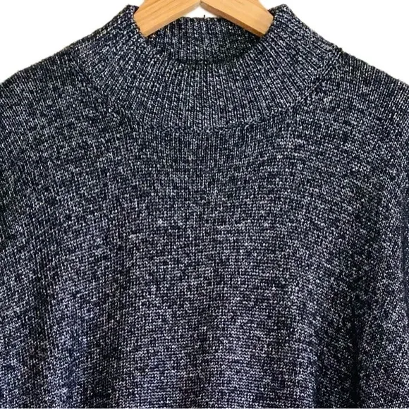 ZARA Knit Mock Neck Festive Oversized Slouchy Metallic Pullover Sweater Size L