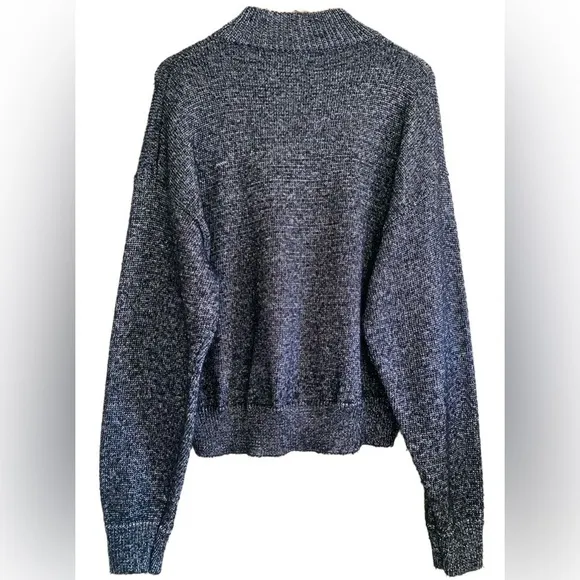 ZARA Knit Mock Neck Festive Oversized Slouchy Metallic Pullover Sweater Size L