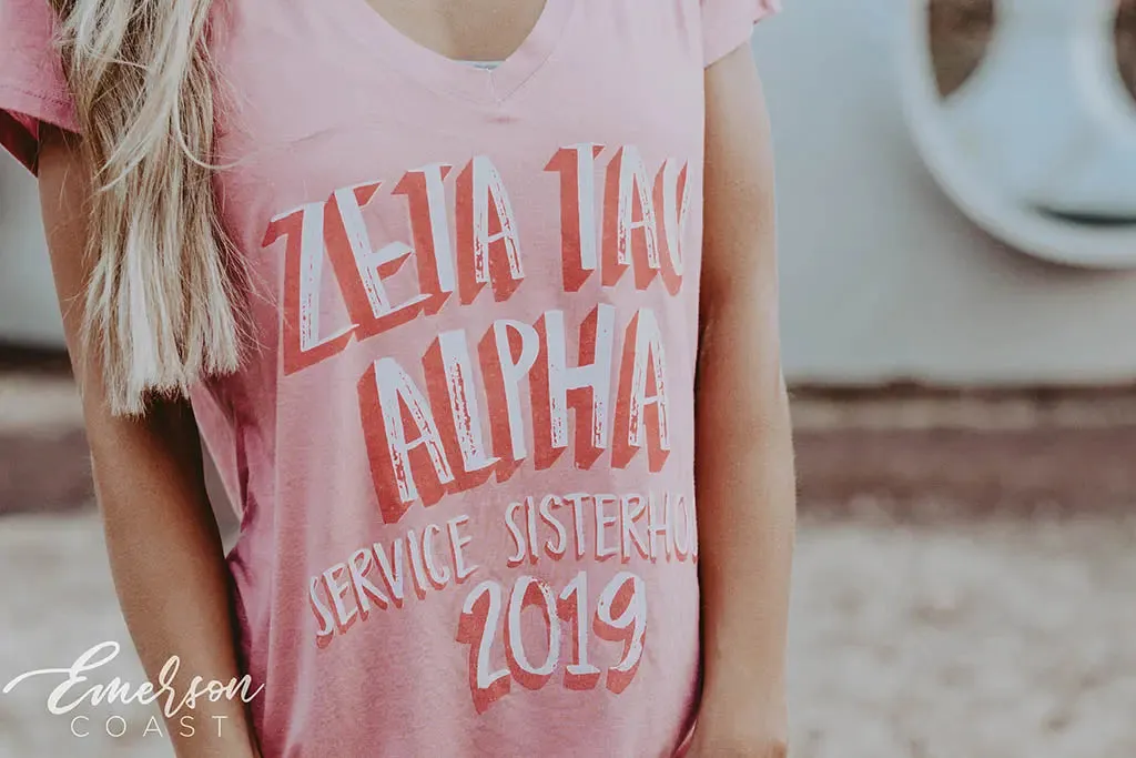 Zeta Tau Alpha Service Sisterhood Vneck