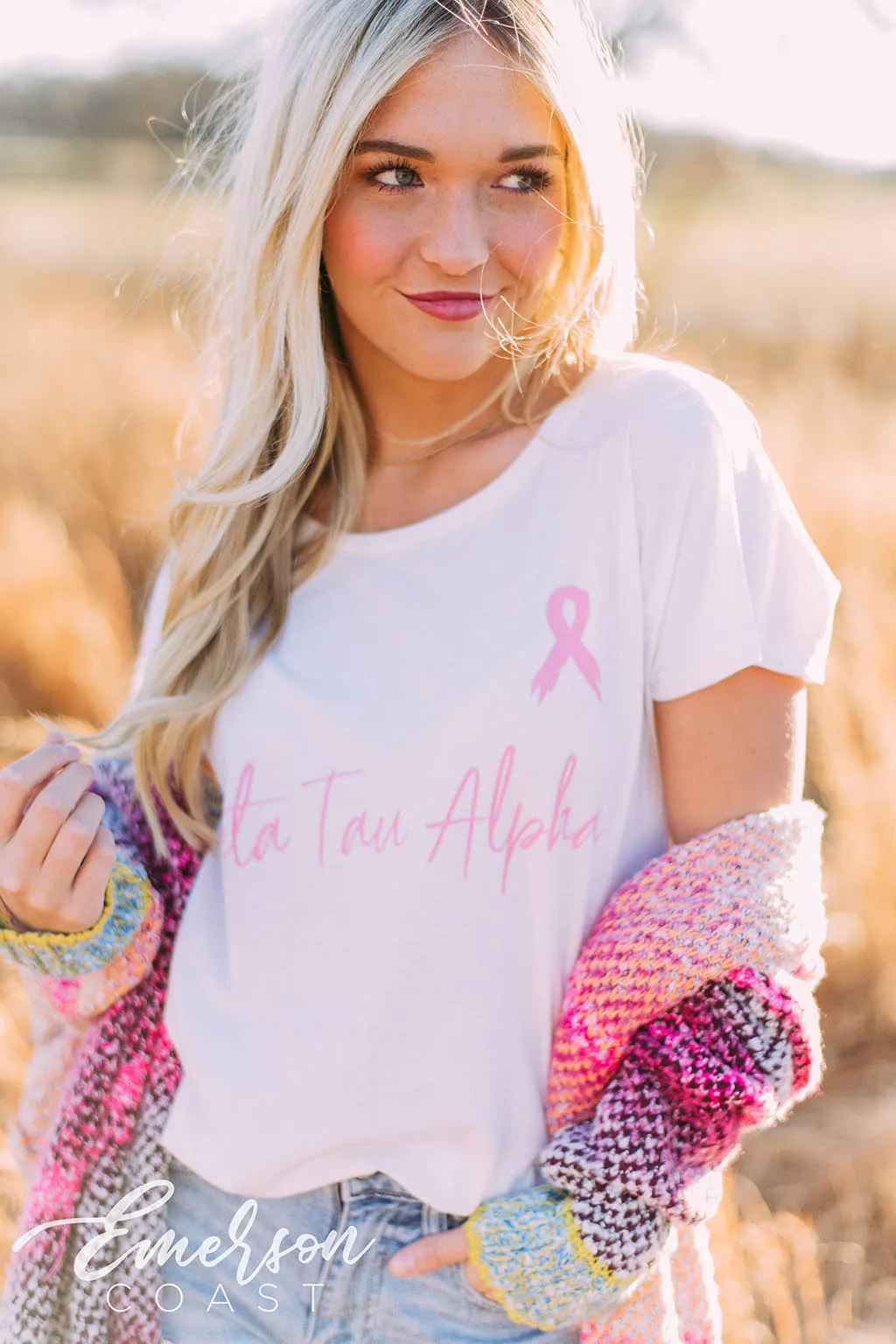 Zeta Tau Alpha Think Pink Ribbon Tee