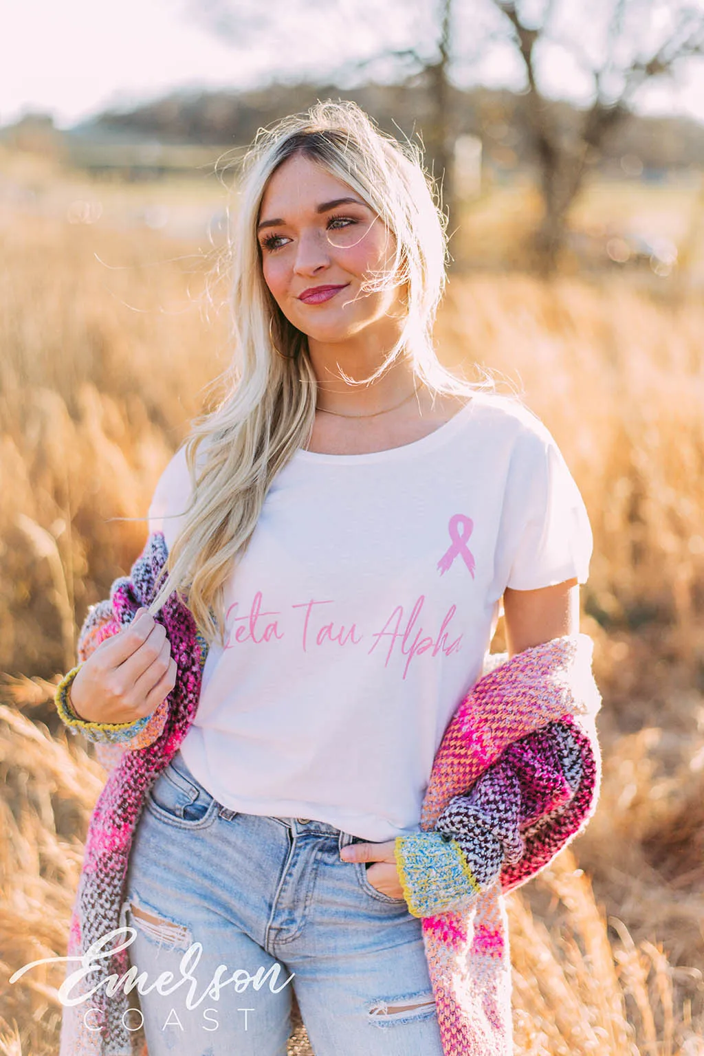 Zeta Tau Alpha Think Pink Ribbon Tee