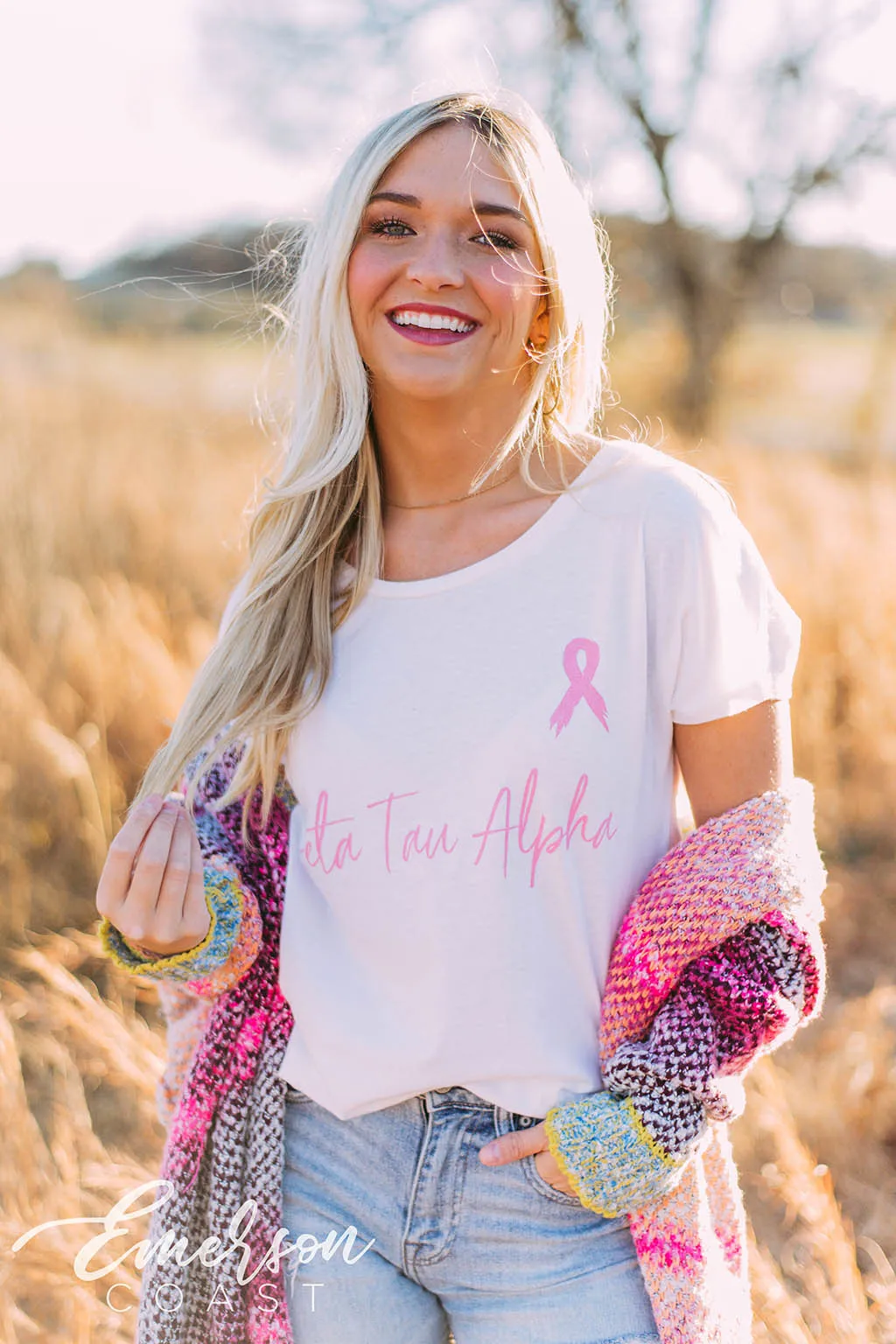 Zeta Tau Alpha Think Pink Ribbon Tee