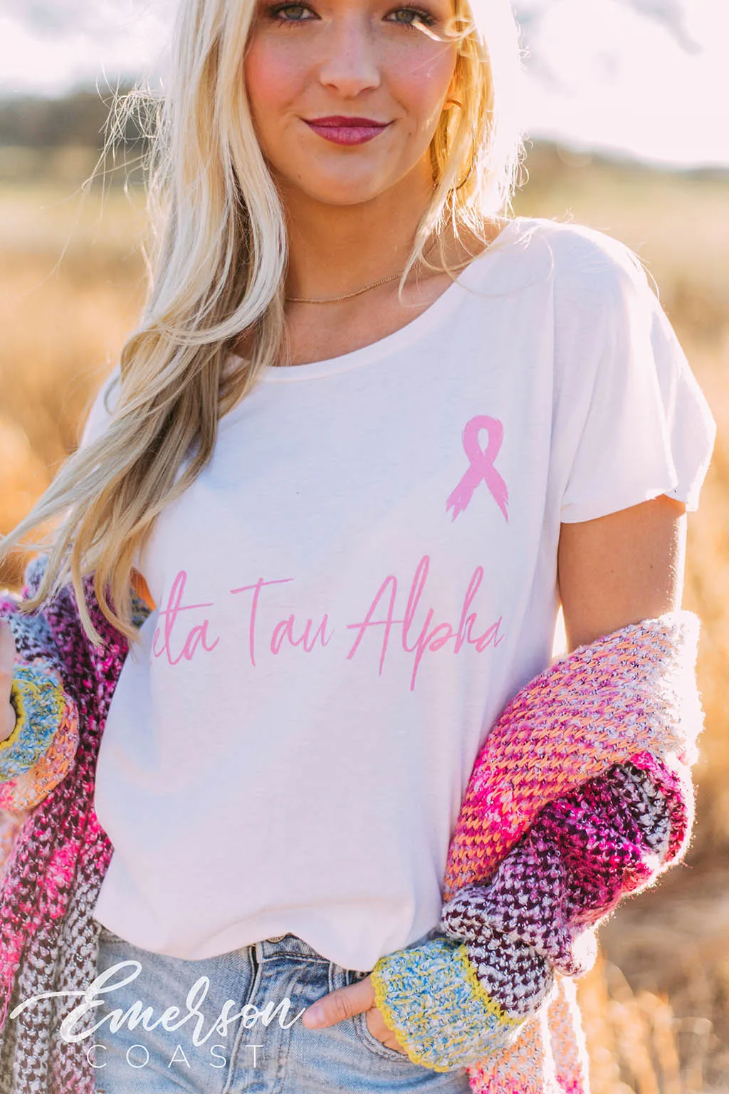 Zeta Tau Alpha Think Pink Ribbon Tee