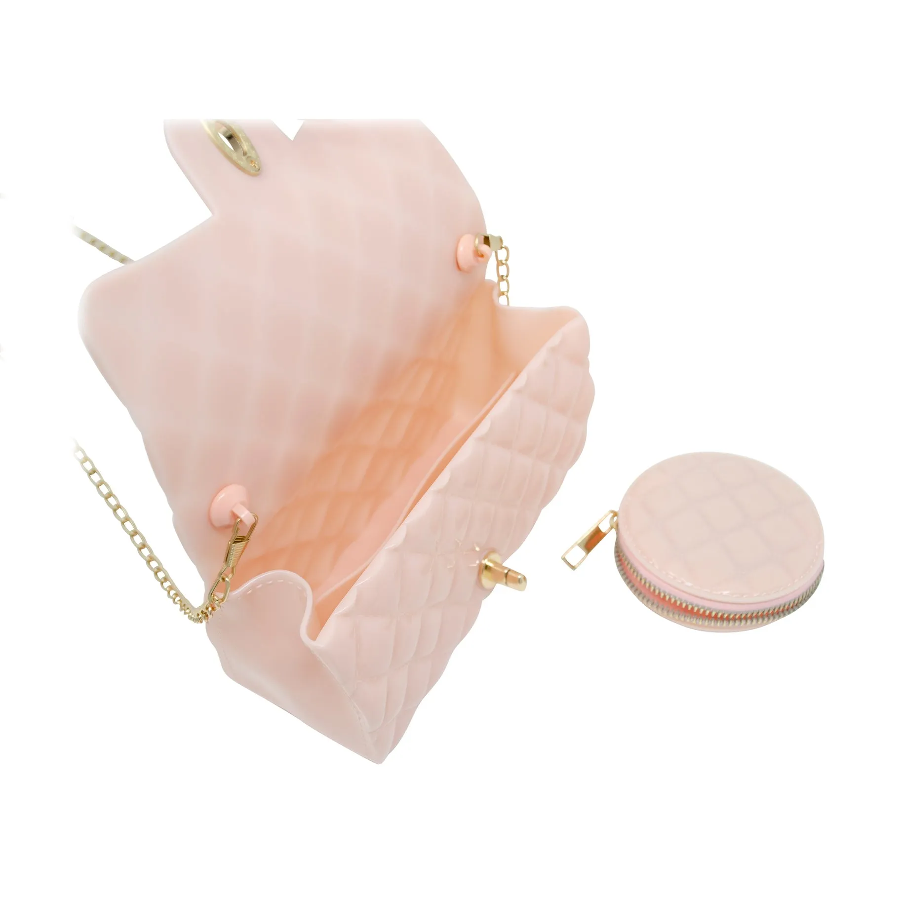 Zomi Gems Jelly Quilted Heart Lock Bag w/Coin Purse - Pink