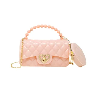 Zomi Gems Jelly Quilted Heart Lock Bag w/Coin Purse - Pink