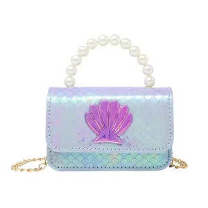 Zomi Gems Shiny Seashell Pearl Handle Handbag - Purple