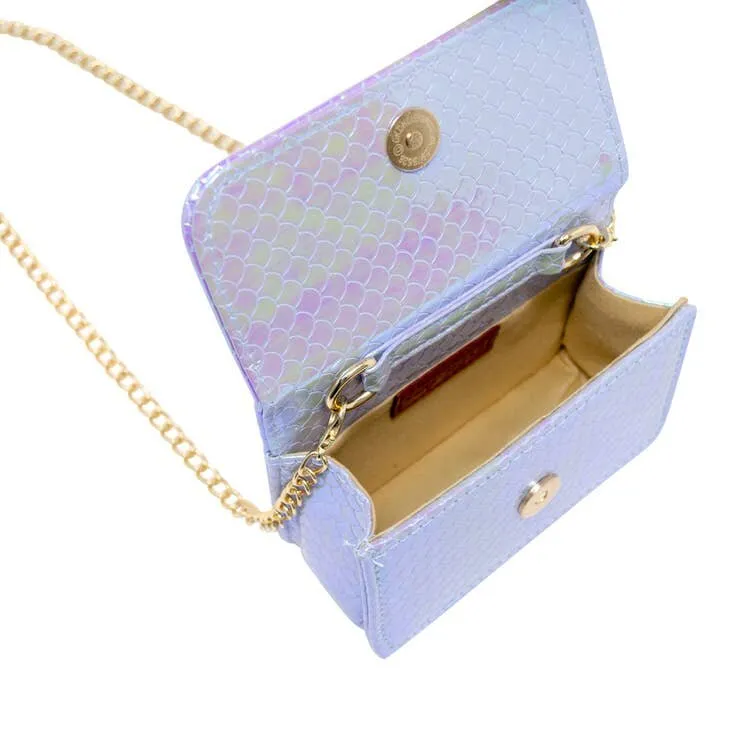 Zomi Gems Shiny Seashell Pearl Handle Handbag - Purple